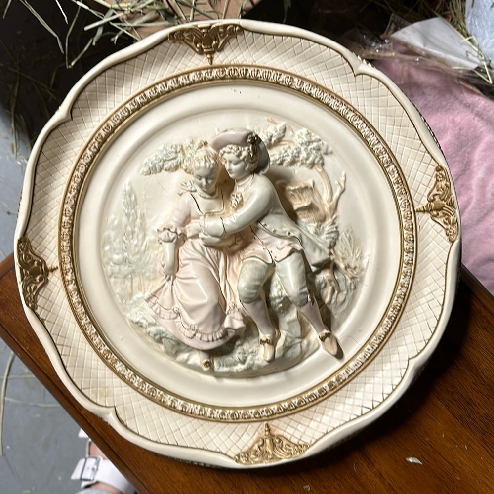 Pair of EXQUISITE Vintage CHALKWARE Wall DECOR